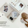 Kleinkind neben dem Mriella Keepsake Set mit Album, Erinnerungsbox und Zubehör